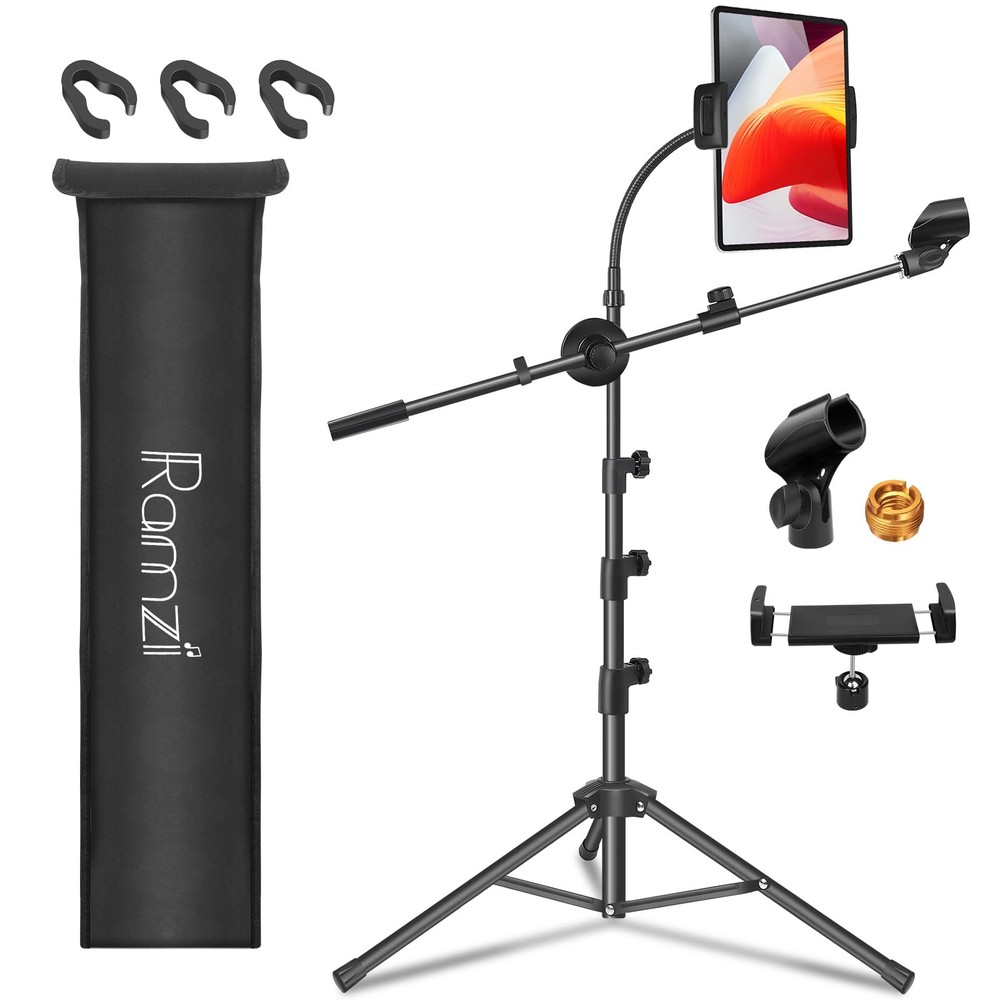 Mic Stand,6 In 1 Microphone Stand Floor Boom Mic Stand, Support Boom Goosenec...