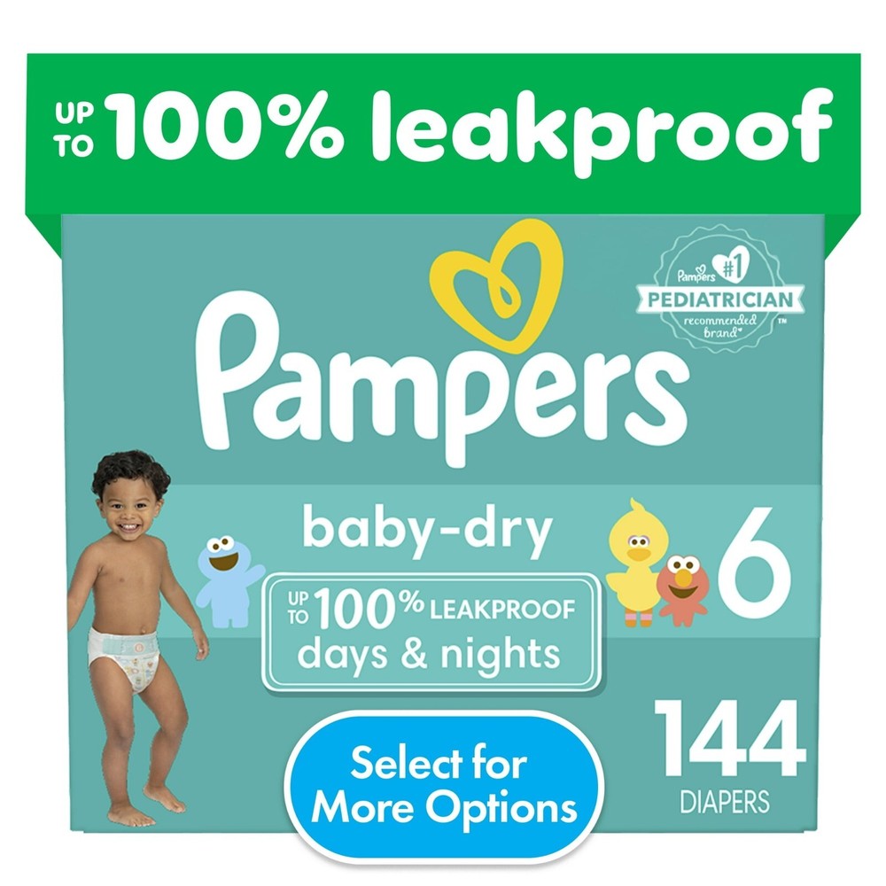 Pampers Baby Dry Diapers Size 6, 144 Count (Select for More Options)
