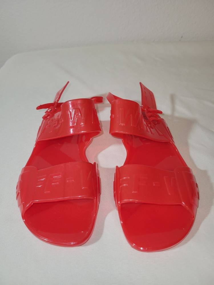 Off-White 'Jelly Sole' Red Rubber Slingback Sandals Women's Size 36. New