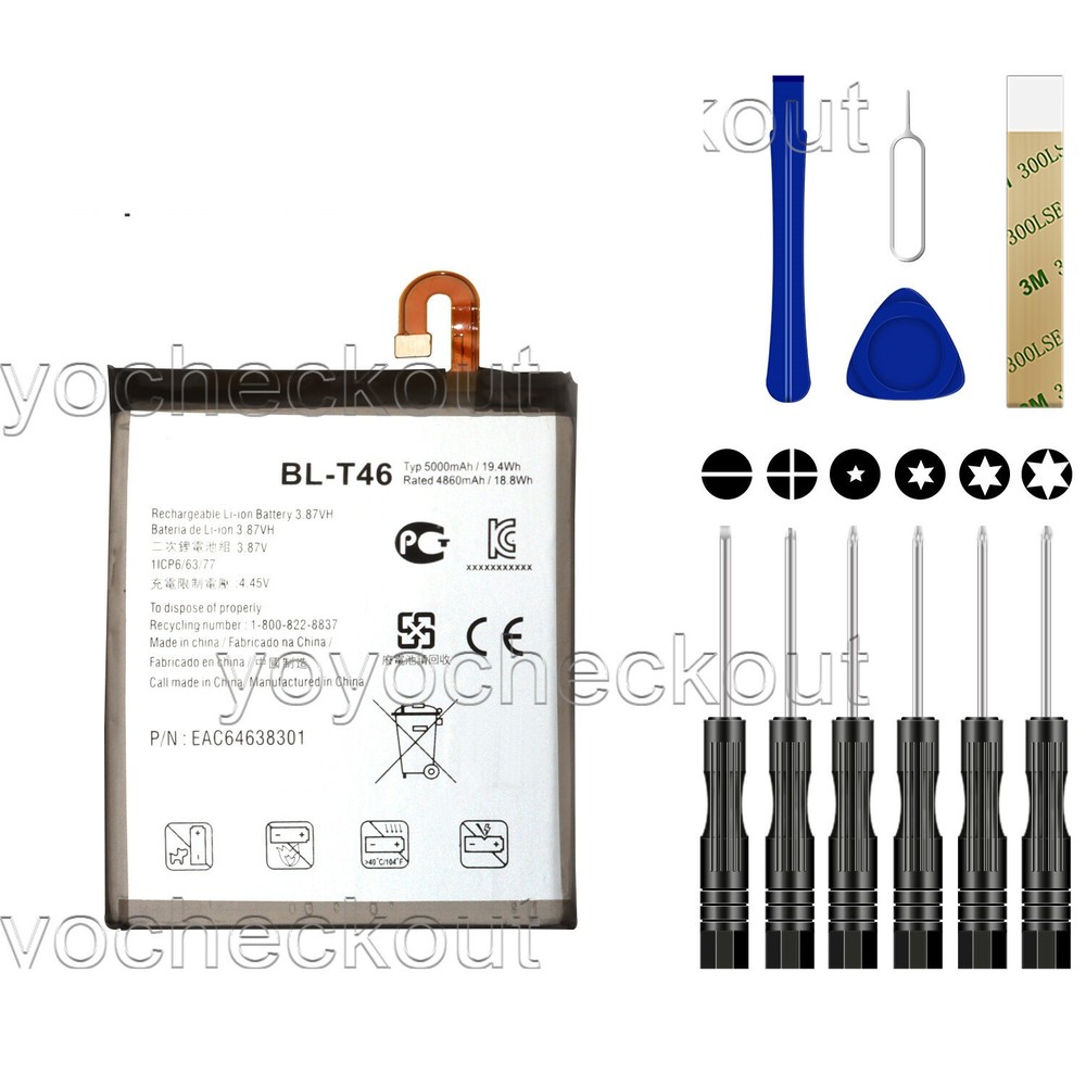 For LG V60 ThinQ 5G LMV600AM LM-V600AM Replacement BL-T46 Battery Tool