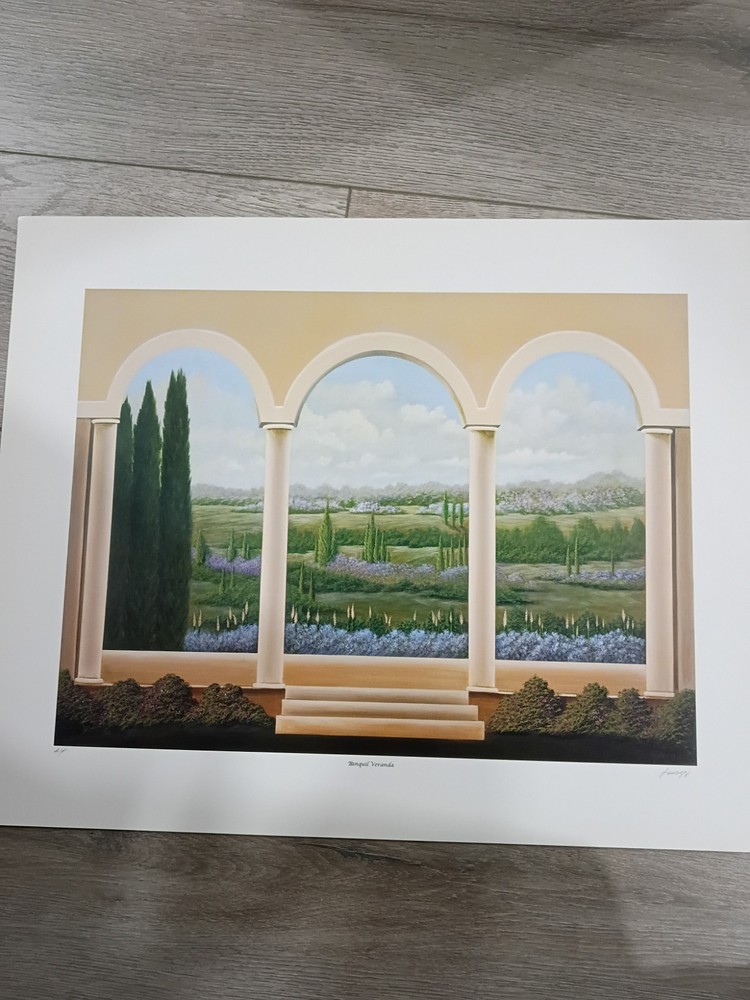 Steven Lavaggi Tranquil Veranda Artwork Lithograph Hand Signed Artist Proof LOA