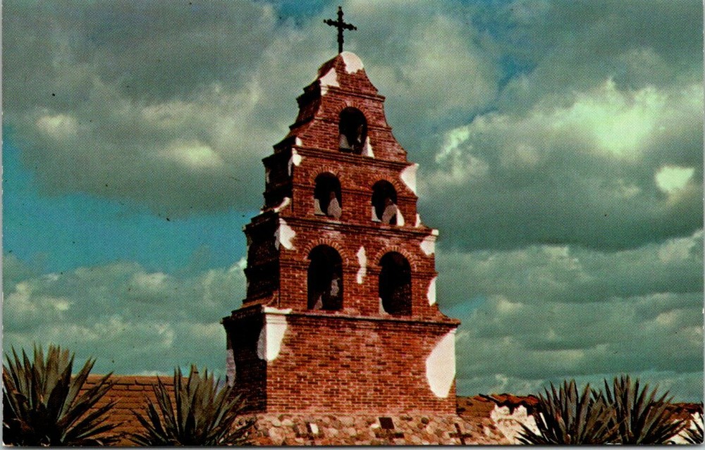 Bell Tower San Miguel Arcangel Mission Camino Real California Vintage Postcard