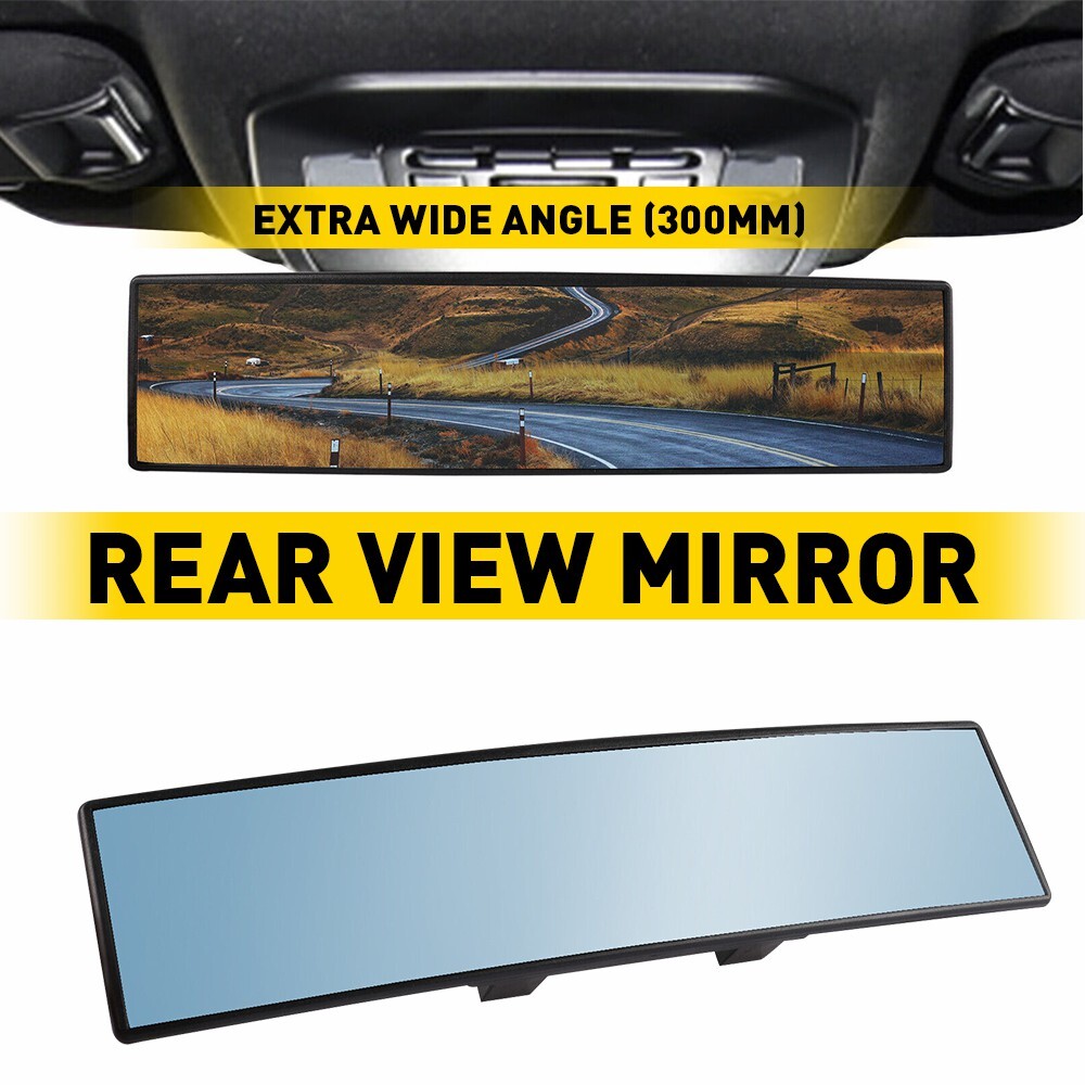 Anti-glare Panoramic Wide Angle Car Interior Rear View Mirror Lens 300mm Blue