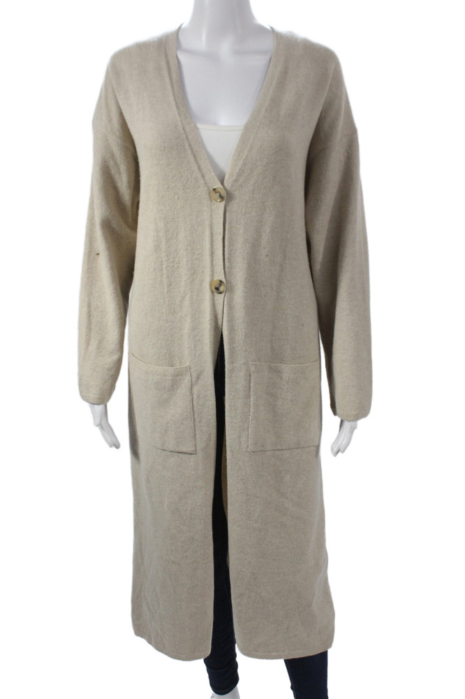 Anine Bing Unisex Beige Wool V-Neck Cardigan Button Long Sleeve Size XSFree Shipping in US $100+ Orders | $6.95 Orders Below