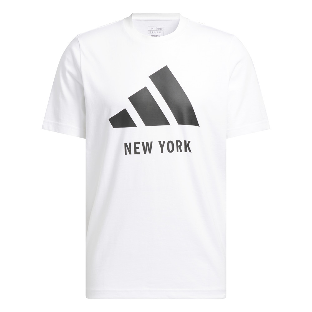 adidas Key City New York Graphic Crew Neck Short Sleeve T-Shirt Mens White Casua