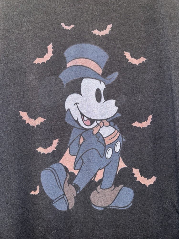 Disney Mickey Mouse Vampire Halloween T Shirt Men’s 4XL Black Graphic Tee BD#20