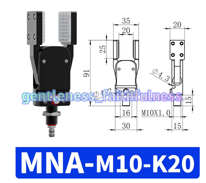 MNA-K20-M10 Pneumatic Parallel Gripper Wide Opening Flat Thread Mount Robotic