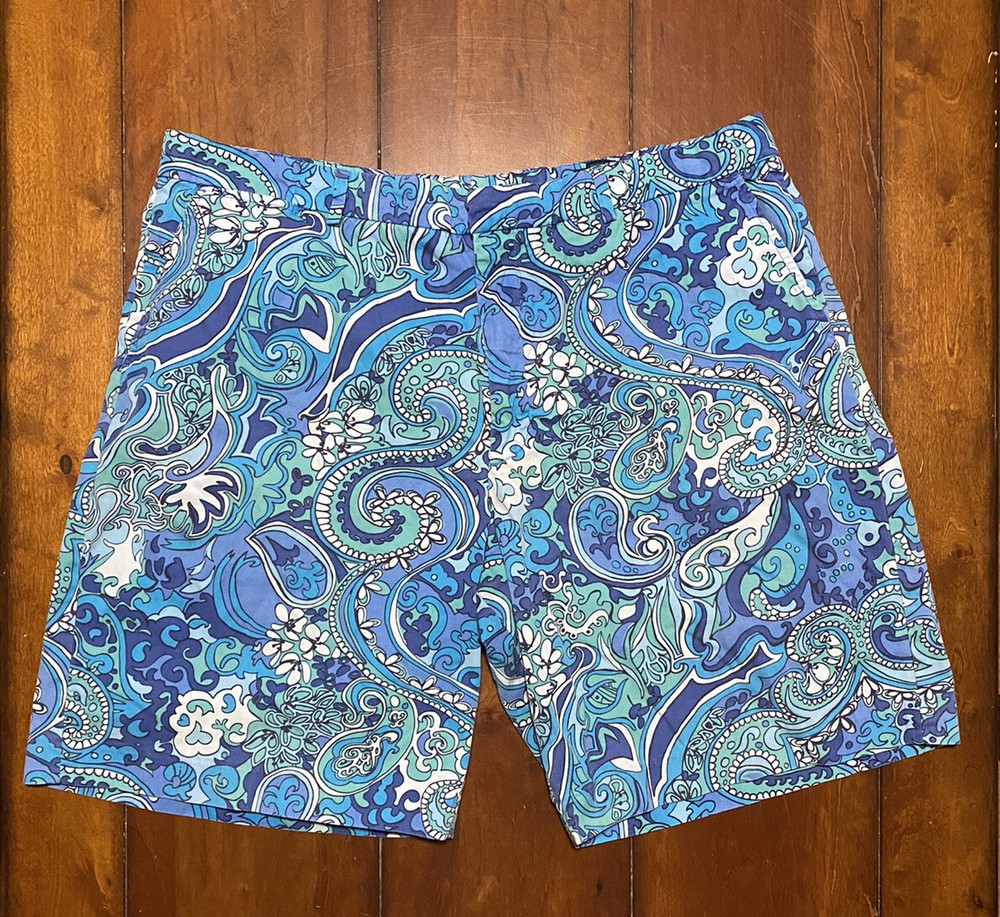 Lilly Pulitzer Via Palm Beach Men's 38 Everglades Chino Shorts Paisley Abstract-image