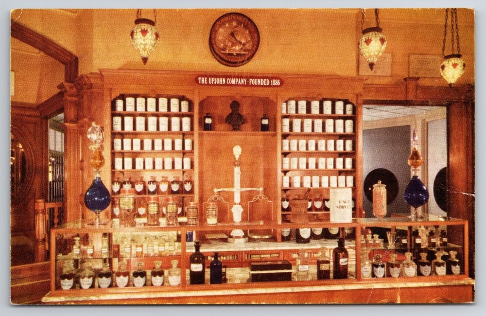 Vintage Disneyland Upjohn Pharmacy Postcard Main Street USA Apothecary
