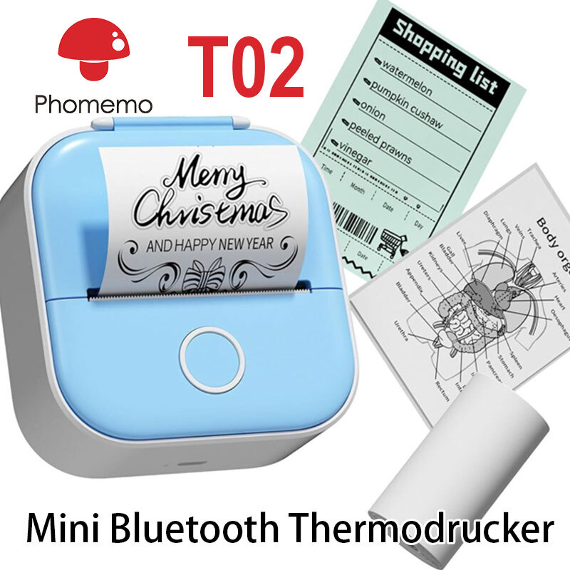 Phomemo T02 Mini Bluetooth Thermal Printer for Wireless Sticker Printing