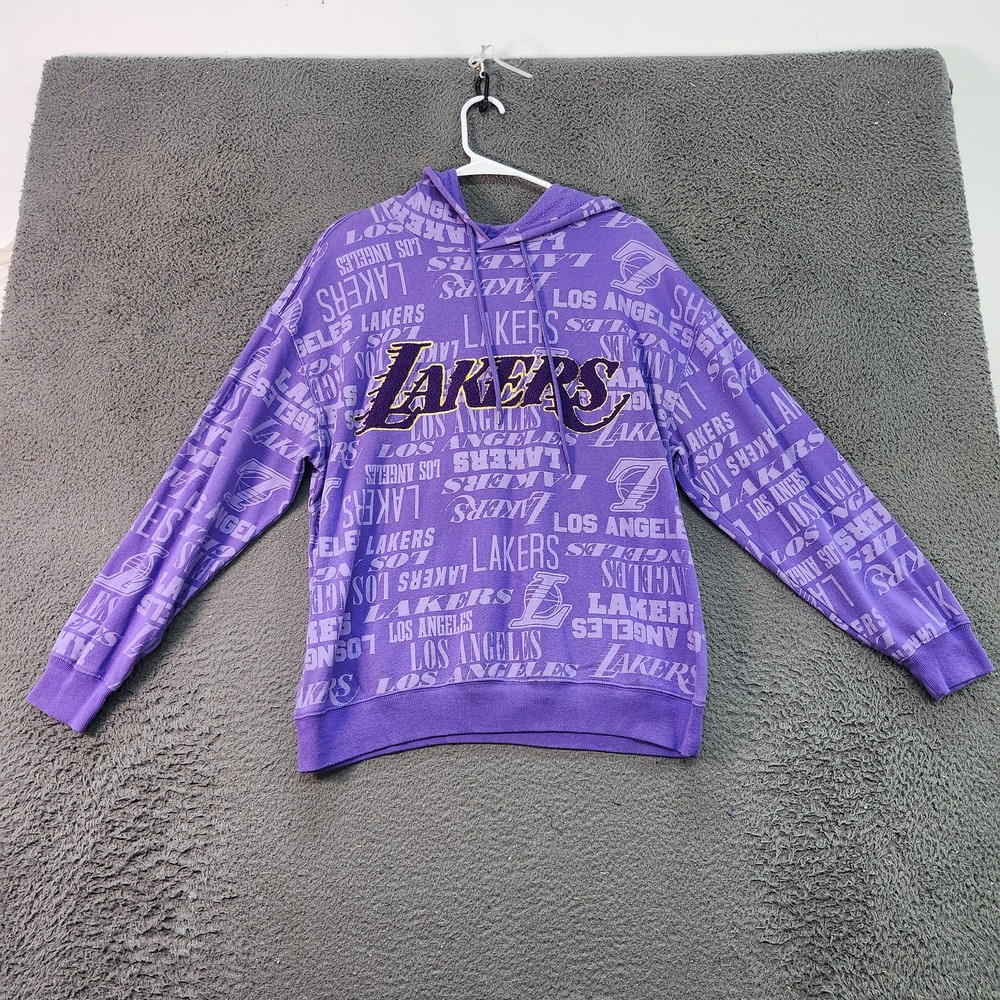 Los Angeles Lakers Hoodie Mens Large Purple NBA Basketball All Over Print