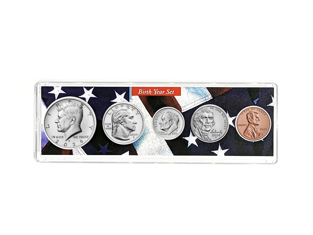 2024-5 Coin Birth Year Set in American Flag Holder Collection Seller Uncirculate