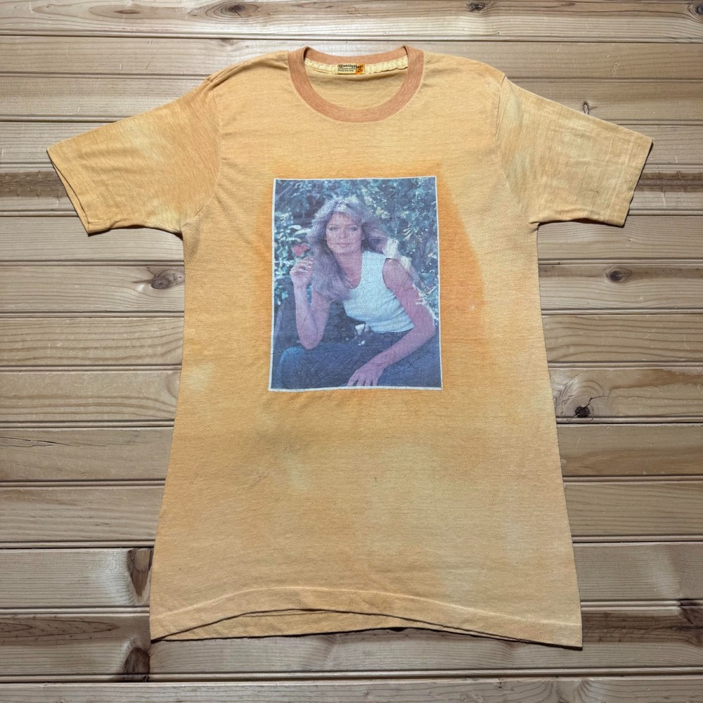 Vintage 70s Farrah Fawcett Celebrity Photo Graphic Single Stitch T-Shirt Medium