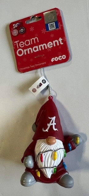 Alabama Crimson Tide Christmas Tree Holiday Ornament - Gnome with lights  Vinyl
