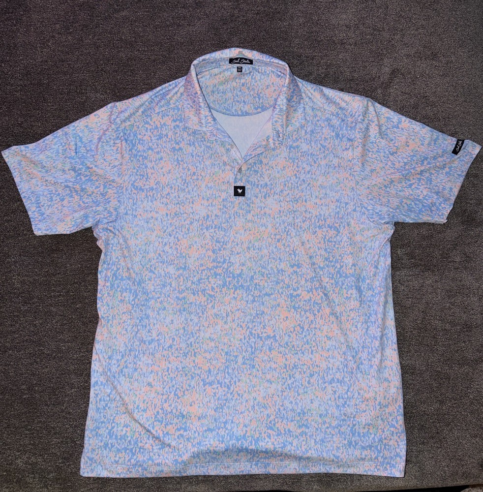 Bad Birdie Shirt Mens 2XL Blue Golf Polo Champagne Performance Wicking Stretch