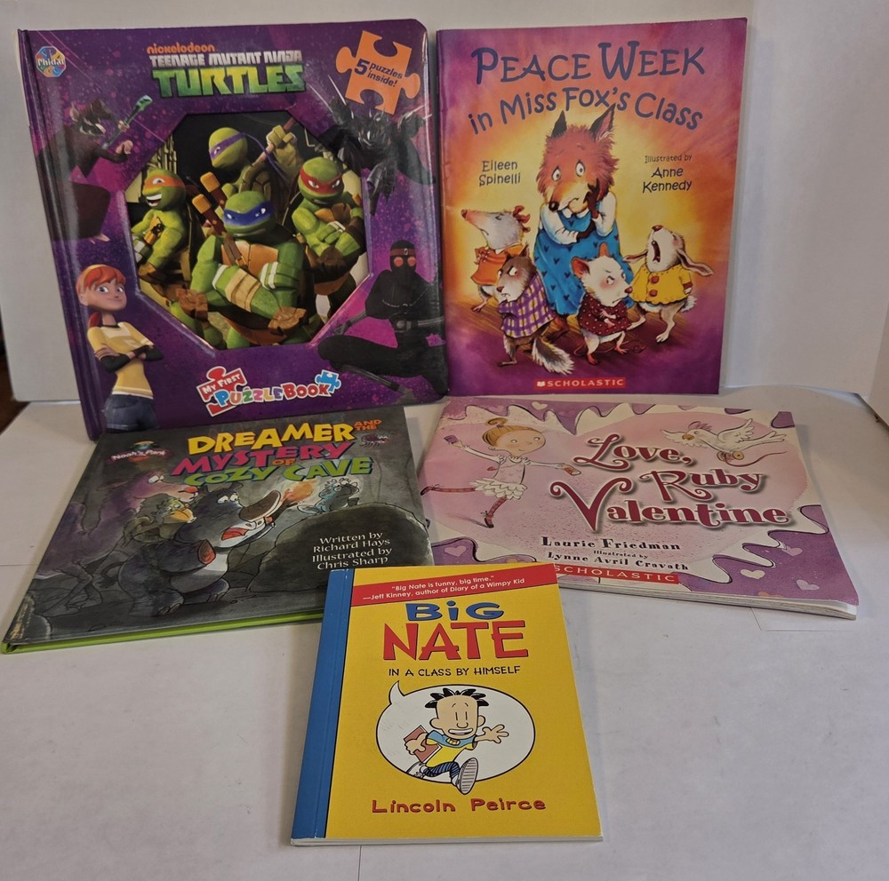Children’s Book Lot TMNT Puzzle Book Big Nate Scholastic Picture Books 5 Books