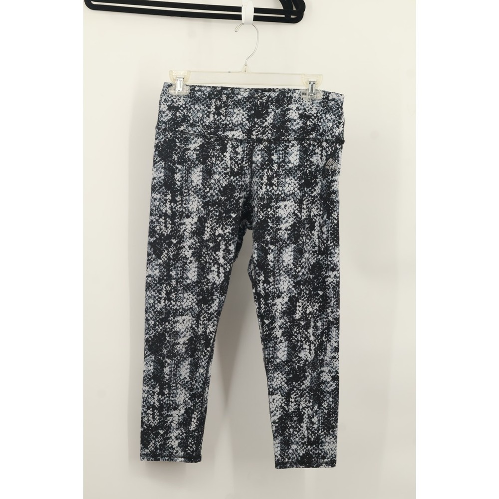 RBX Womens High Waist Crop Leggings Snake Print Straight Leg Size M Black/White