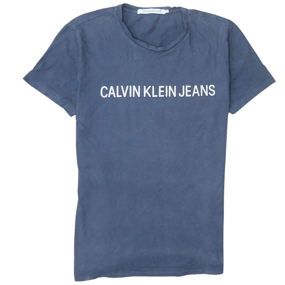 Calvin Klein Mens T Shirt Navy Blue Calvin Klein Jeans Graphic Logo Crew M
