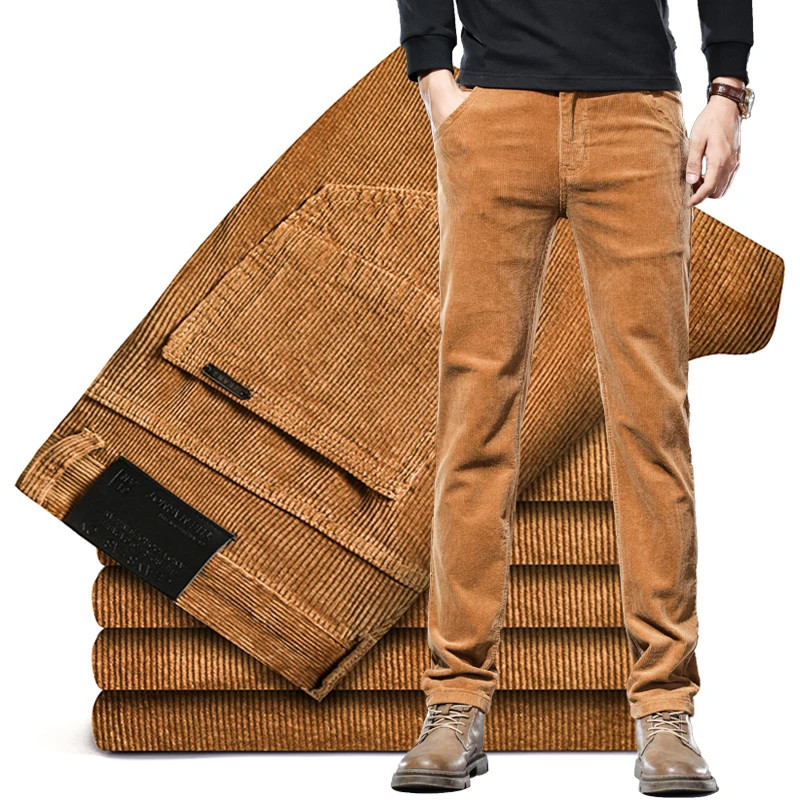Corduroy Casual Pants Men's 93 % Cotton Stretch Business Fashion Trousers Autumn