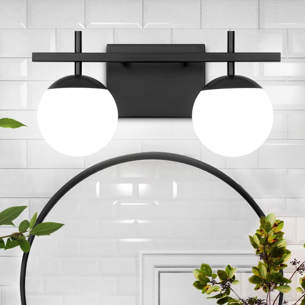 Bathroom Light Fixtures Over Mirror, Black Vanity Lights for Bathroom with Wh...