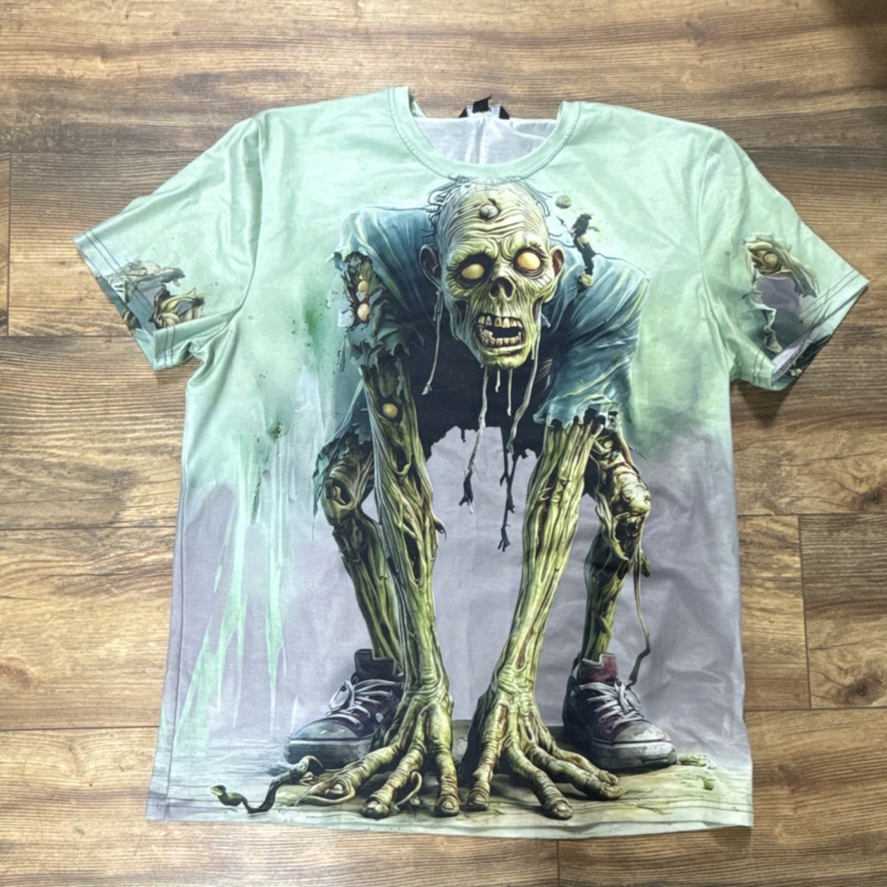 ouku Men's Zombie Graphic Print Jersey Crew Neck Short Sleeve T-Shirt Size L