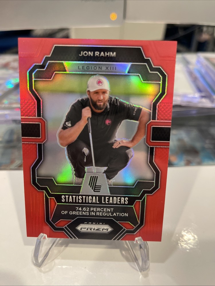 2024 Panini Prizm Liv Golf - 2024 Statistical Leaders Jon Rahm #95 Red Prizm /149 (RC)
