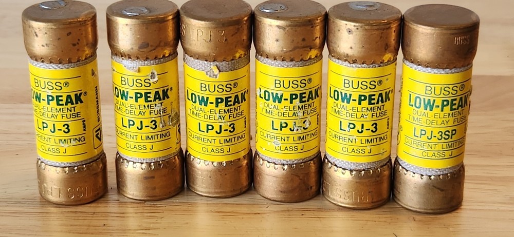 6 Pack Buss LPJ-3 Low Peak 3A Fuse 600V Class J Dual Element Time Delay LPJ3SP