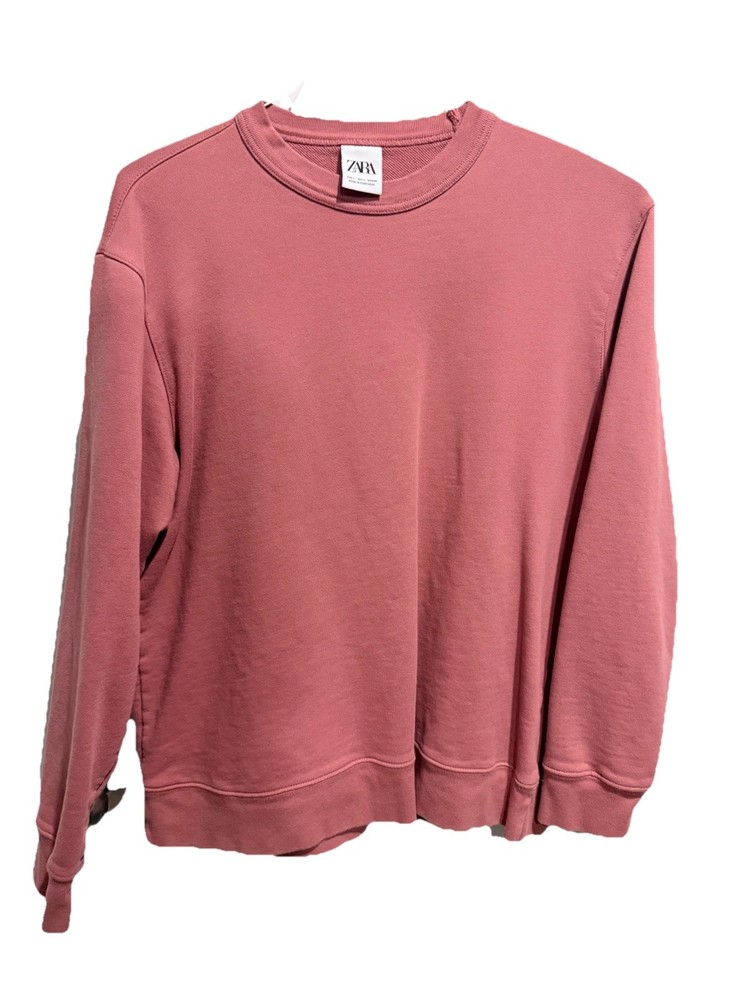 ZARA Pink Pullover Sweatshirt Crew Neck Long Sleeve Women's Size L