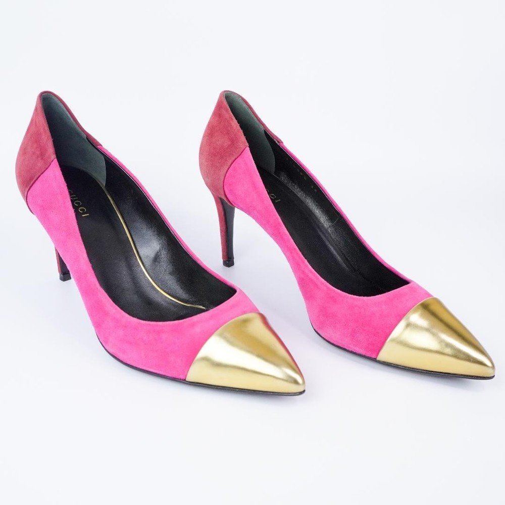 Gucci Pink Suede Stiletto Heels 7-10cm Pointed Toe 25cm Pre-Owned