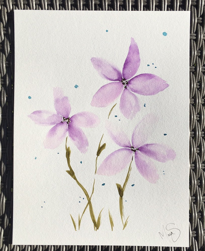 Maria Scalf Flower Floral Nature ORIGINAL PAINTING Watercolor 9x12 Expressionism