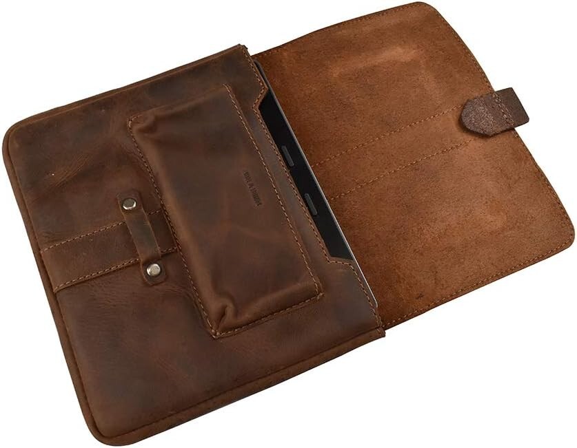 Lightweight Handmade Leather Tablet Cover with Unique Patina - Perfect Gift Idea