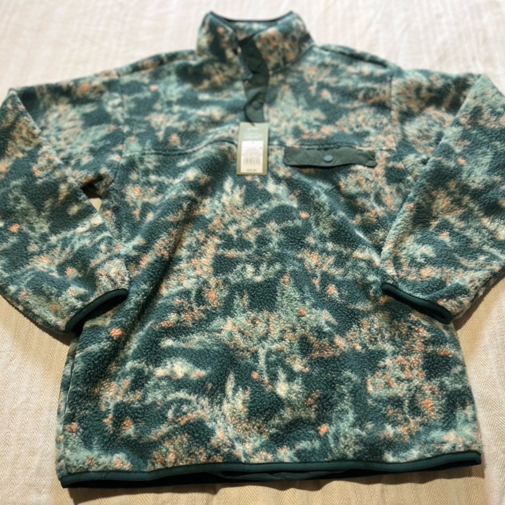 Goodfellow & Co Mens Green Multi Sherpa Fleece Snap Pullover Size S