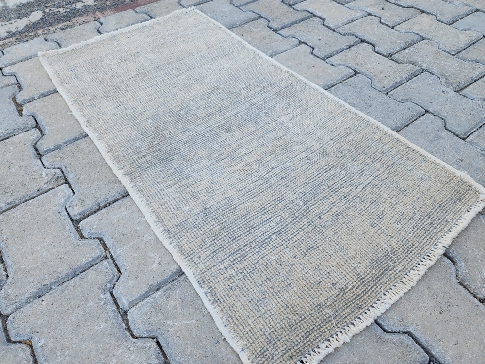 Minimal Grey and Cream Striped Turkish Rug 1.7x3.2 ft Modern Design