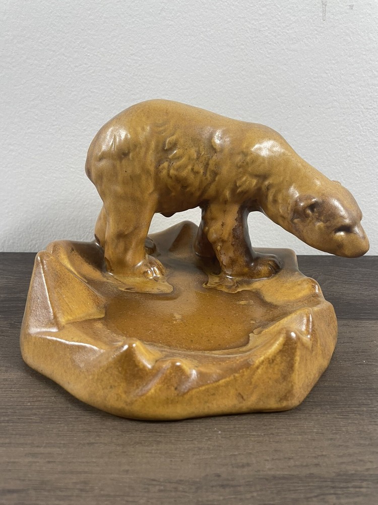 Vintage Michael Andersen And Son Denmark Pottery Polar Bear Ice Cap Sculpture