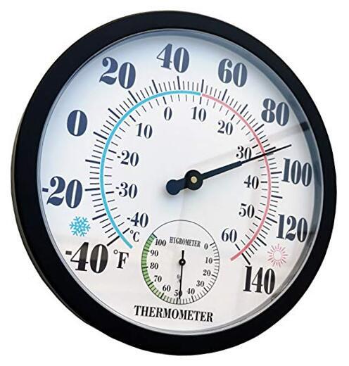 Indoor Outdoor Thermometer Large Wall Thermometer-Hygrometer 10 Inch Black1