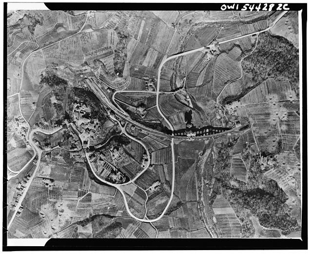 Photo:Bucine Italy 1940s Allied Bombers Hit Bucine Viaduct Aerial View