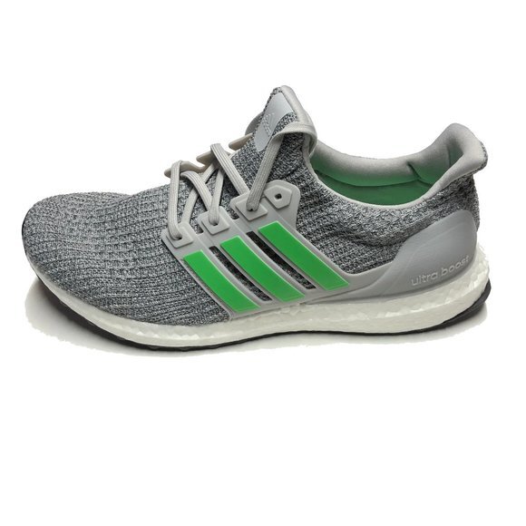 Adidas Ultraboost 4.0 Grey Two Shock Lime Primeknit Running Shoes F35235 New