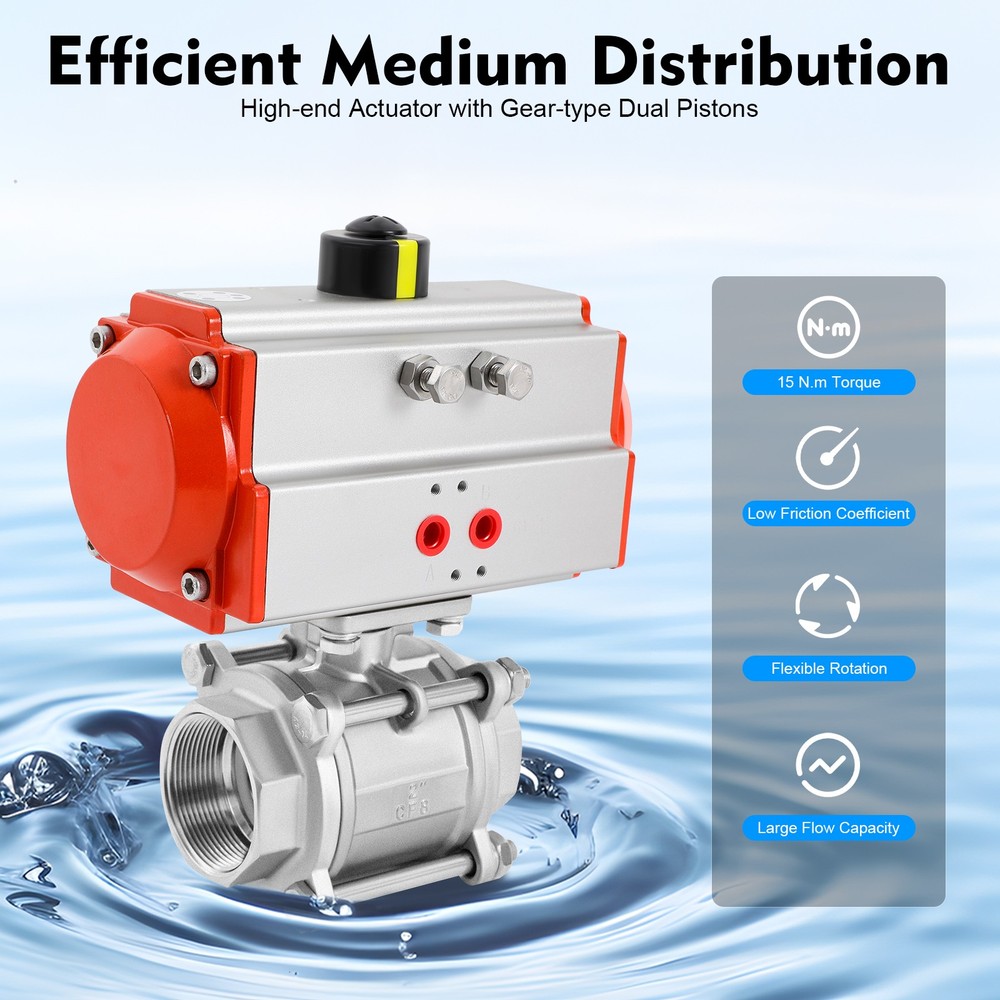 2inch Pneumatic Single Acting Ball Valve Air Actuated Stainless Ball Valve