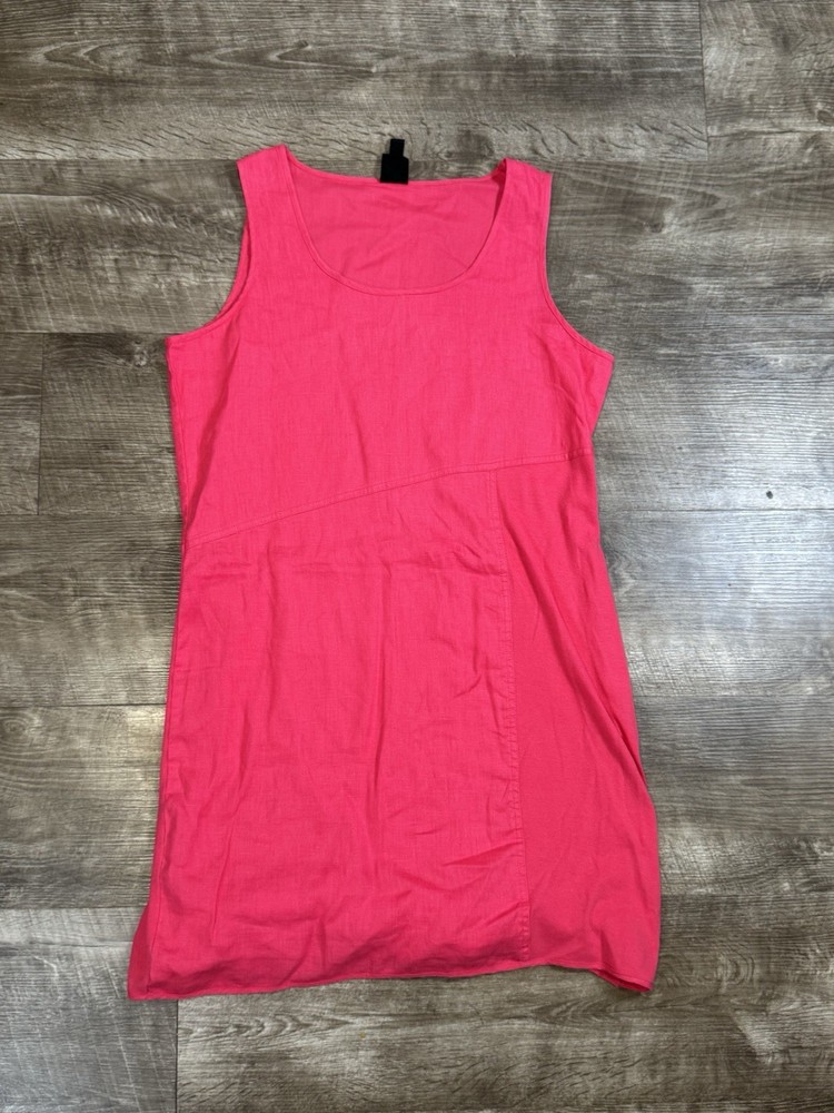 BLU CLOTHING WOMENS PINK 100% LINEN DRESS SIZE SMALL