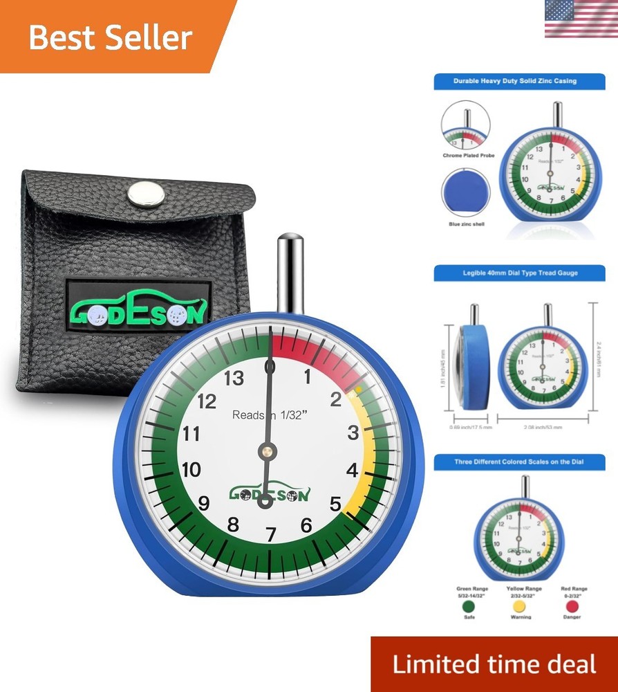 Accurate Tire Tread Depth Gauge with Ergonomic Design & Clear Readings - 88703