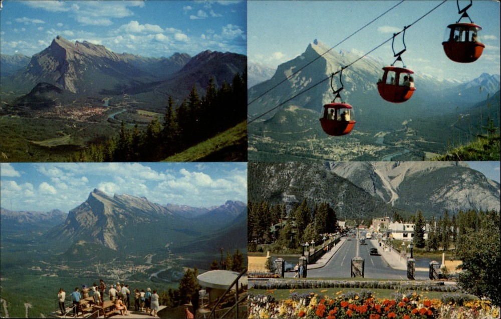 Mt Norquay Cablecar lift Banff Avenue mulitview Alberta Canada ~ 1950-60s