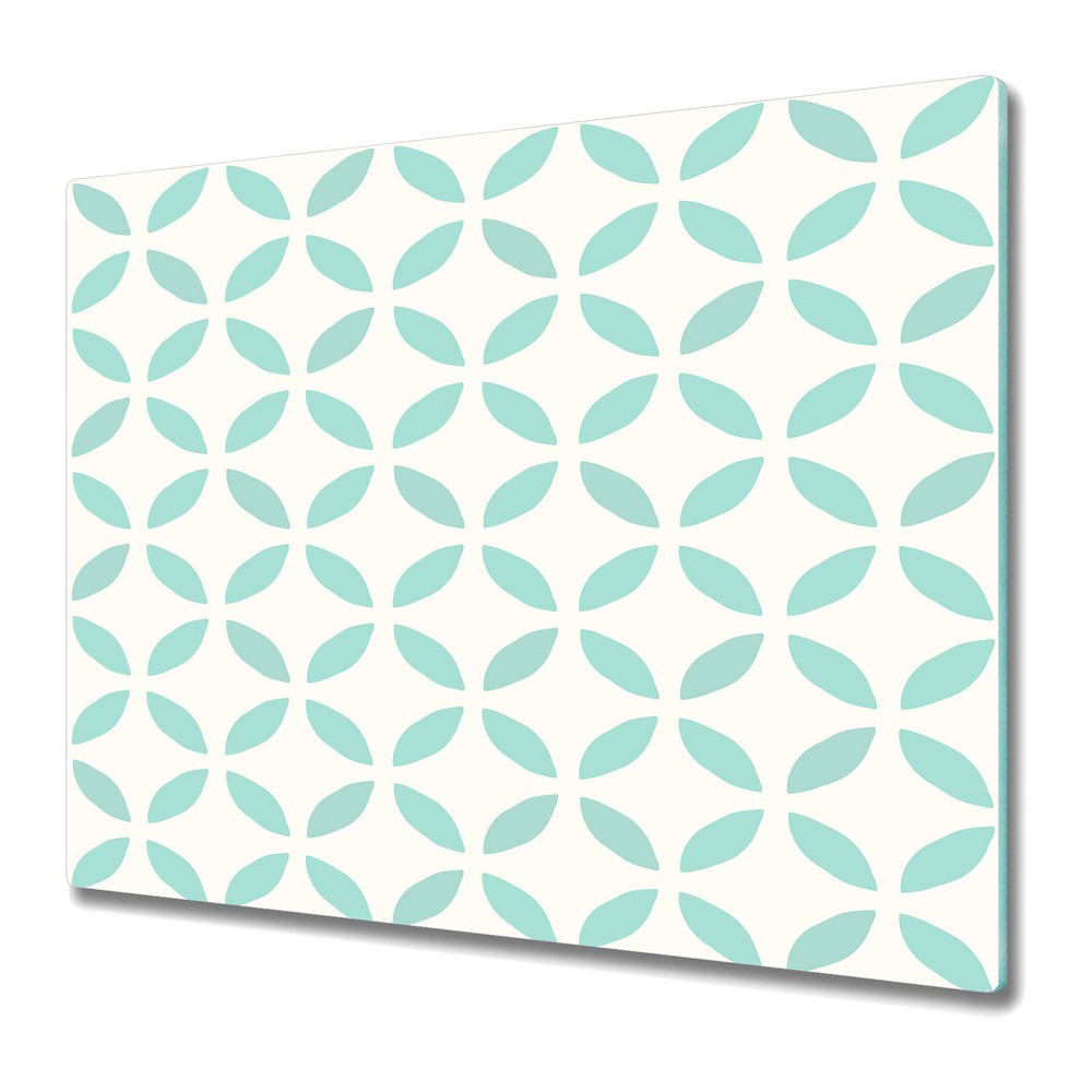 Tempered Glass Worktop protector Hand drawn design blue and white 60x52