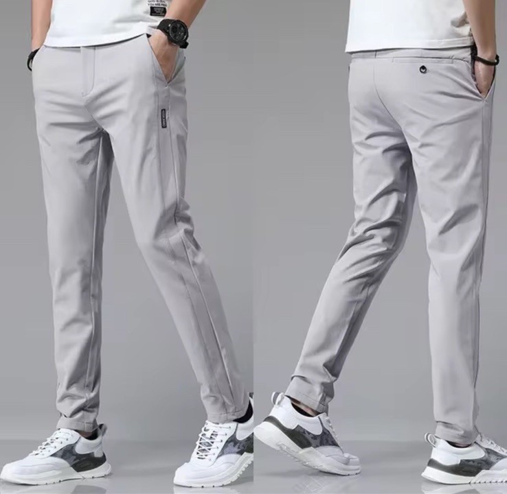 Men’s Luxury Golf Grey Trousers Ultra-Thin Slim Fit Stretch Casual Pants 2025