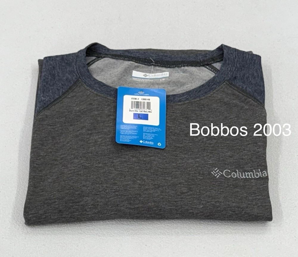 Columbia Men's Long Sleeve Crew Neck T-Shirt, Shark Navy Heather, Size  L