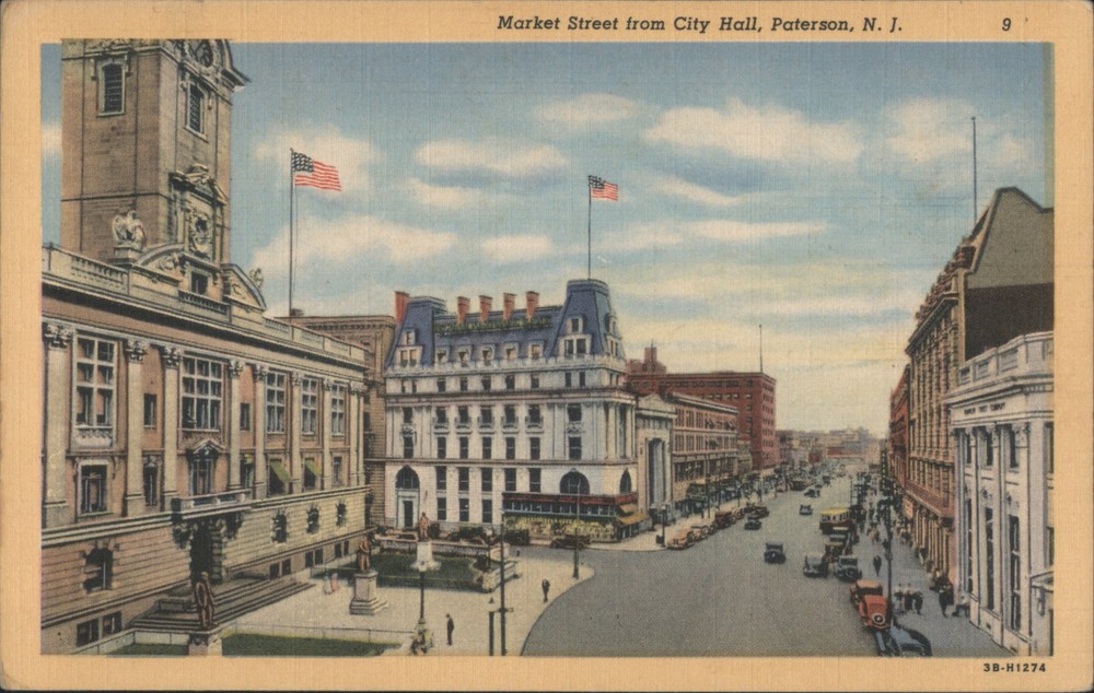 Paterson, New Jersey NJ Market Street from City Hall Original Vintage Postcard