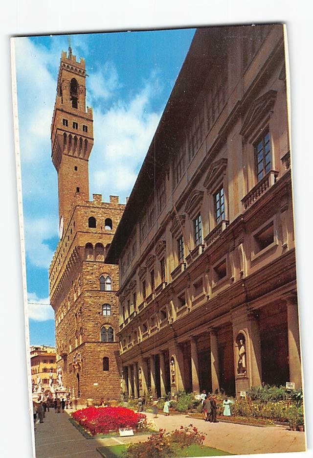Postcard Palazzo Vecchio & Uffizi Gallery Florence Italy
