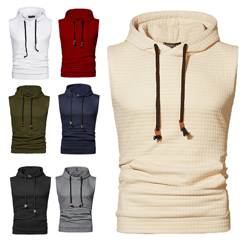 Men Workout Hooded Tank Top Bodybuilding Muscle T Shirt Sleeveless Gym Hoodies