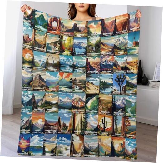Blanket Abstract Nature Landscape Forest Blanket Gift for 60