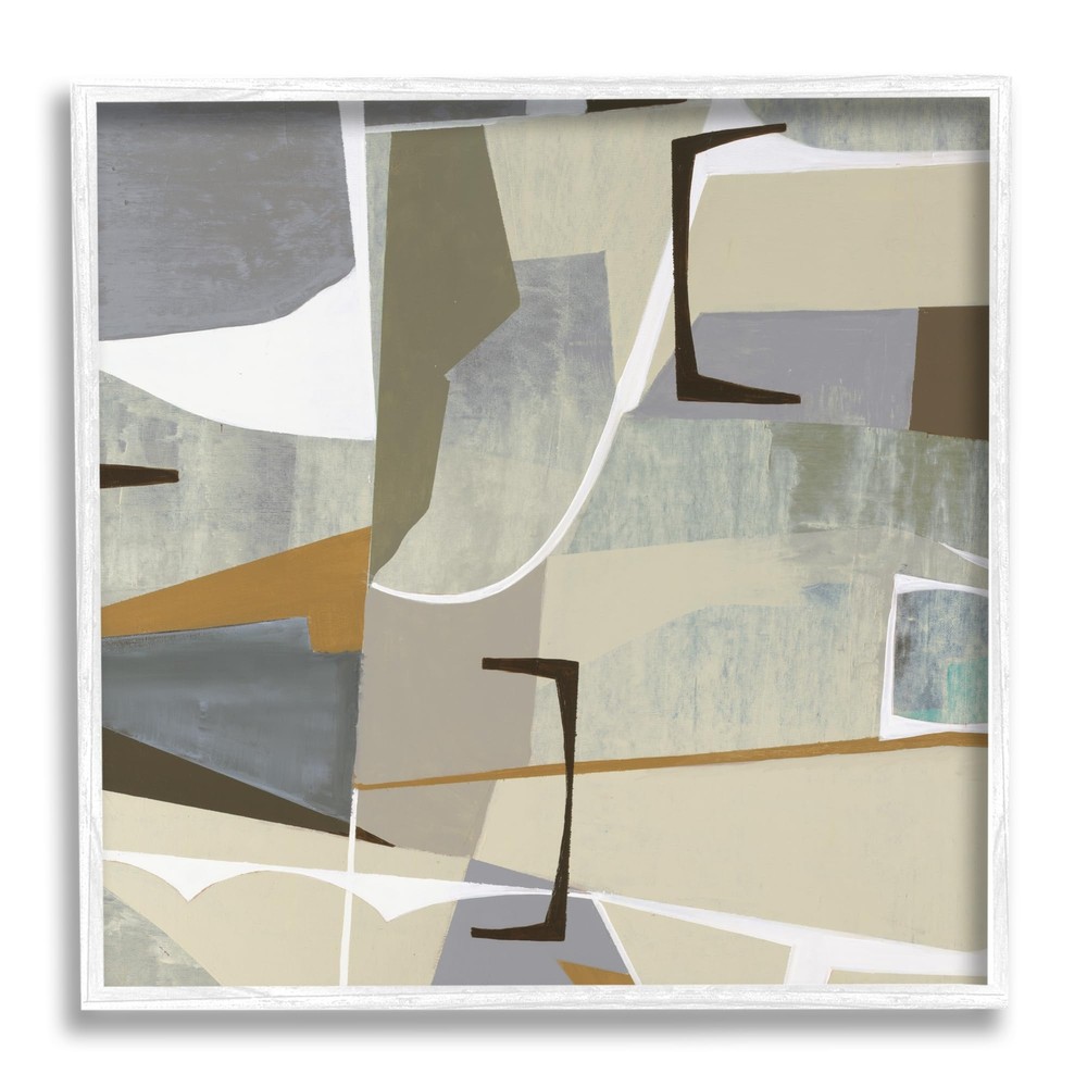 Geometric Composition White Framed Giclee Art Design by Liz Jardine