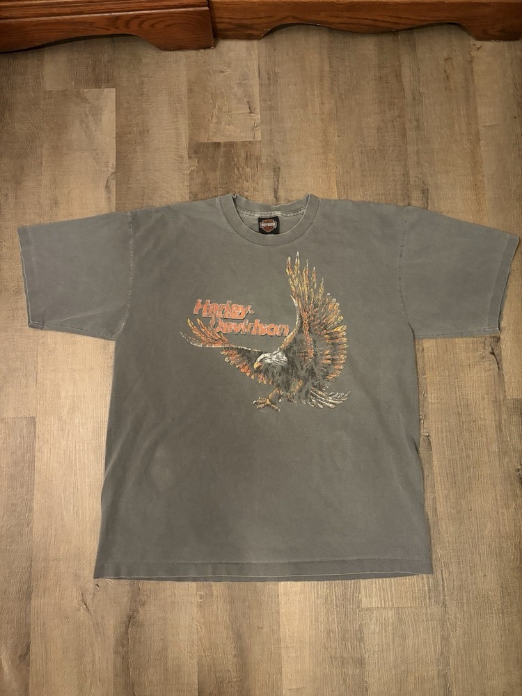 Vintage 90s Harley Davidson Bald Eagle Print Tshirt Size Large made in usa